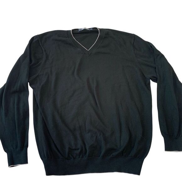 Paul Fredrick Other - Paul Fredrick Men's V-Neck Pima Cotton Pullover Sweater Black XL Long Sleeve